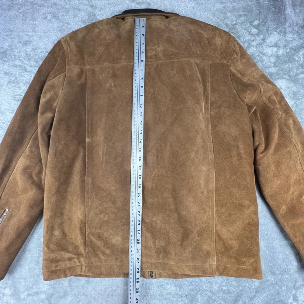 Vintage Banana Republic Suede Leather Jacket Mens Size XL Tan Moto Lined Y2K